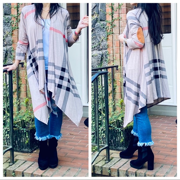 ✨LAST ONE✨Designer Plaid chic open draped cardigan - Picture 5 of 12